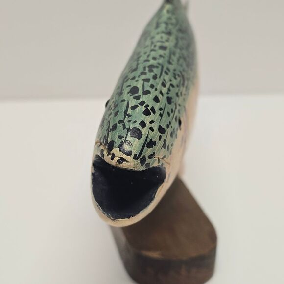Trout Decoy Vintage Handcarved Hand painted Figurine On Stand - Picture 6 of 9